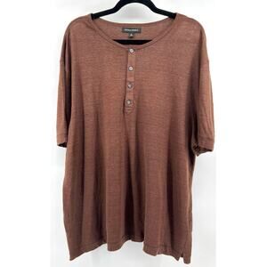 Banana Republic Men's Linen Shirt Henley Style Short Sleeve Size XL